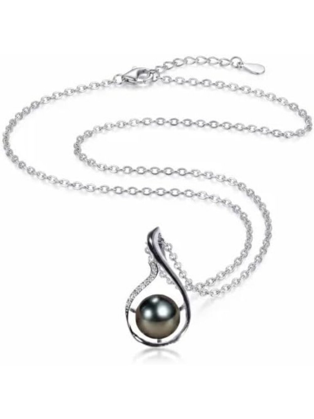 Elegant S925 Sterling Silver Necklace with Black Zirconia Beads - Perfect Gift
